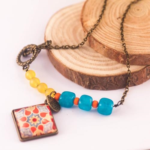 Collar Mandala | COMAND | Collares, de bronce, rojo, azul