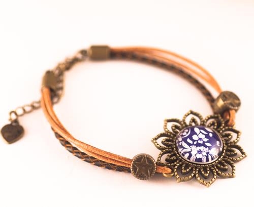 Pulsera Portugal | PUPORT | Pulsera, de cuero, azul, marron