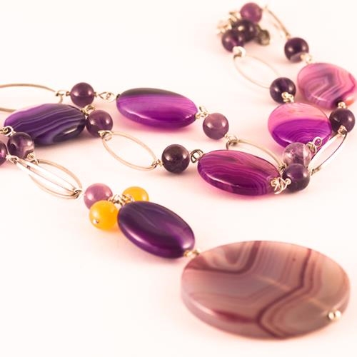 Collar Agata Largo | COAGLA | collares, agata, agatas, jade, morados, morado, de