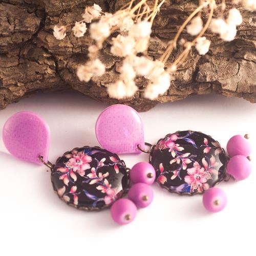 Pendientes Lilly | PNLILL | Pendientes, Largos, Lila, Morados, de Flores