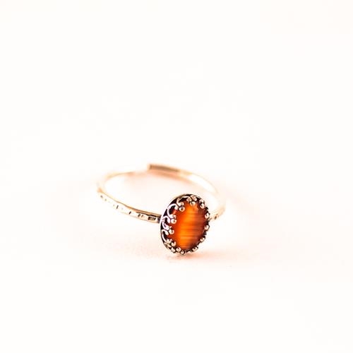 Anillo Ojo de Gato Naranja | ANOJGA1 | anillos, de, ojo de gato, plata de ley, ajustable, ajustables, naranja, naranjas