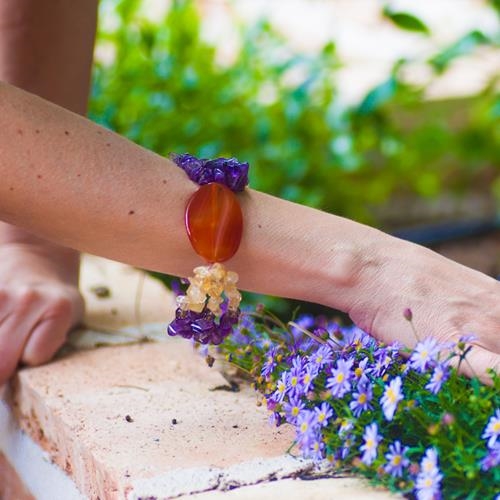 Pulsera Agata Boho | PLAGBO | pulseras, de, citrina, citrinos, amatista, amatistas, agata, ágatas, pulseras, moradas, morada, amarilla, amarillas, marron, marrones