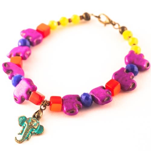 Pulsera Piedras de Elefante Morado | PLPIELM | pulseras, de, elefante, elefantes, morada, moradas, piedra